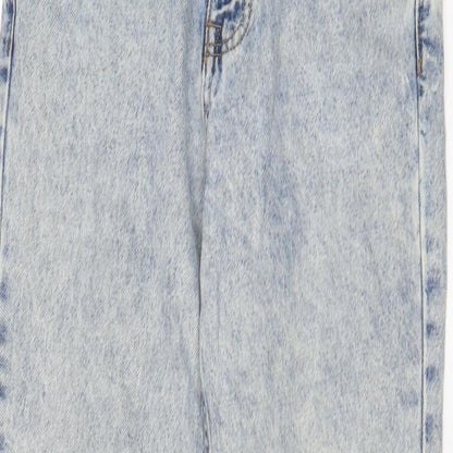 Pull&Bear Womens Blue Cotton Mom Jeans Size 8 L28 in Regular Zip