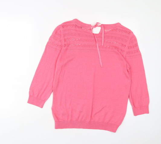 Limited Collection Womens Pink Crew Neck Cotton Pullover Jumper Size 14