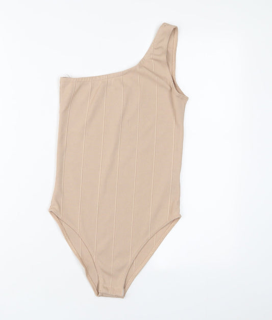 Topshop Womens Beige Polyester Bodysuit One-Piece Size 10 Snap