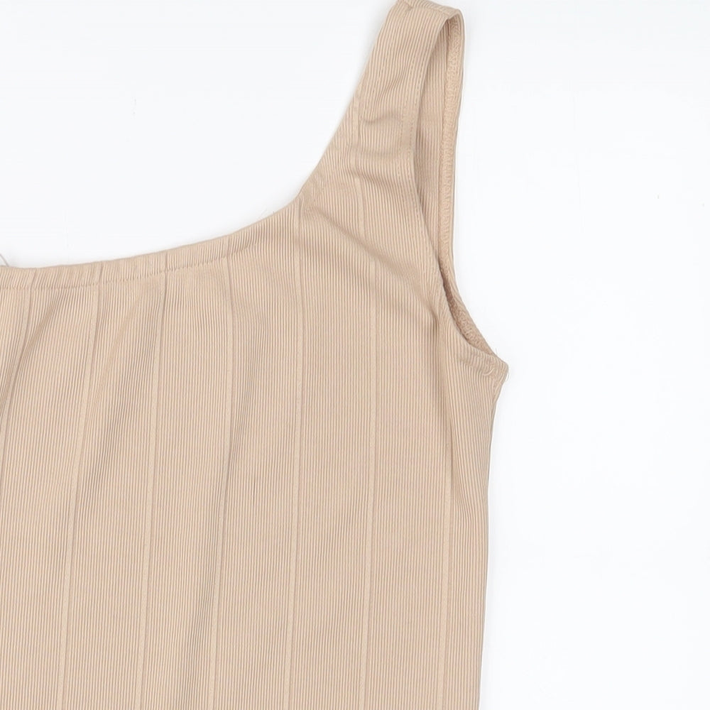 Topshop Womens Beige Polyester Bodysuit One-Piece Size 10 Snap