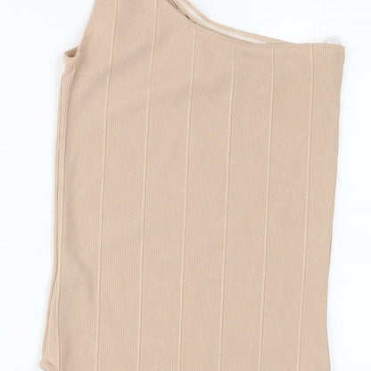 Topshop Womens Beige Polyester Bodysuit One-Piece Size 10 Snap