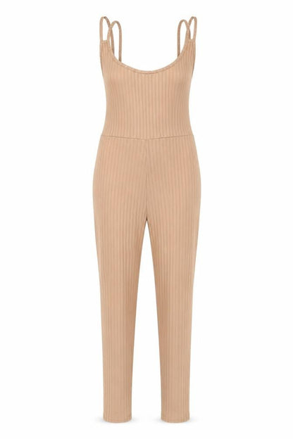 PRETTYLITTLETHING' Womens Beige Polyester Jumpsuit One-Piece Size 8 L30 in Pullover