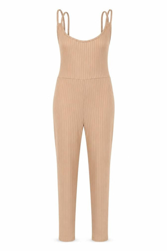 PRETTYLITTLETHING' Womens Beige Polyester Jumpsuit One-Piece Size 8 L30 in Pullover