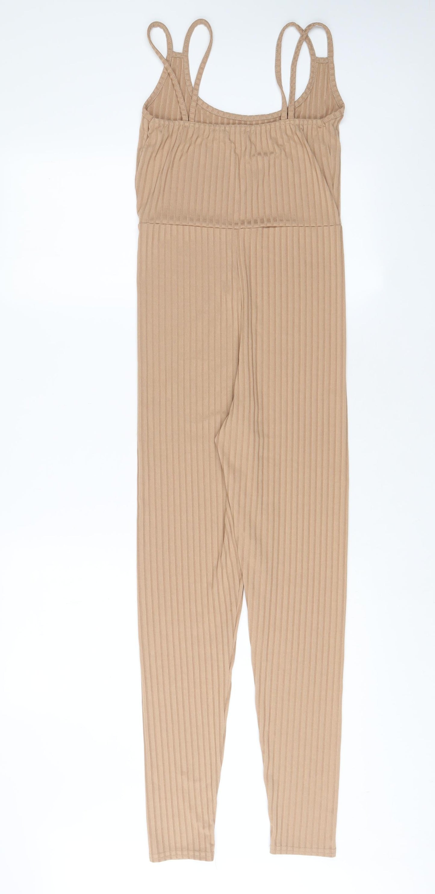 PRETTYLITTLETHING' Womens Beige Polyester Jumpsuit One-Piece Size 8 L30 in Pullover