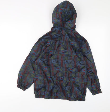 Back view of Avenue boys’ multicoloured geometric jacket, size 7-8, years zip