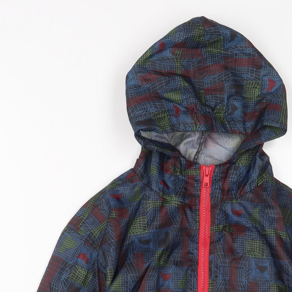 Close-up detail of Avenue boys’ multicoloured geometric jacket, size 7-8, years zip