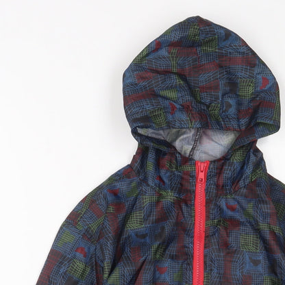Close-up detail of Avenue boys’ multicoloured geometric jacket, size 7-8, years zip