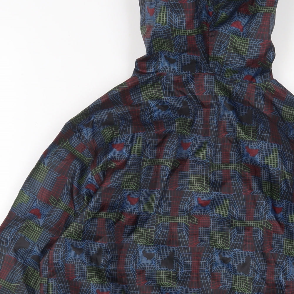 Brand and care label for Avenue boys’ multicoloured geometric jacket, size 7-8, years zip
