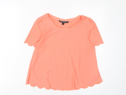 Topshop Womens Pink Polyester Cropped T-Shirt Size 8 Crew Neck - Lettuce Edging