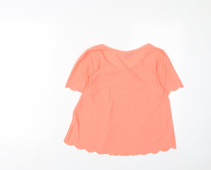 Topshop Womens Pink Polyester Cropped T-Shirt Size 8 Crew Neck - Lettuce Edging