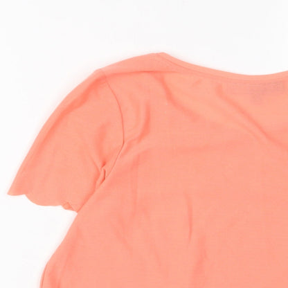 Topshop Womens Pink Polyester Cropped T-Shirt Size 8 Crew Neck - Lettuce Edging
