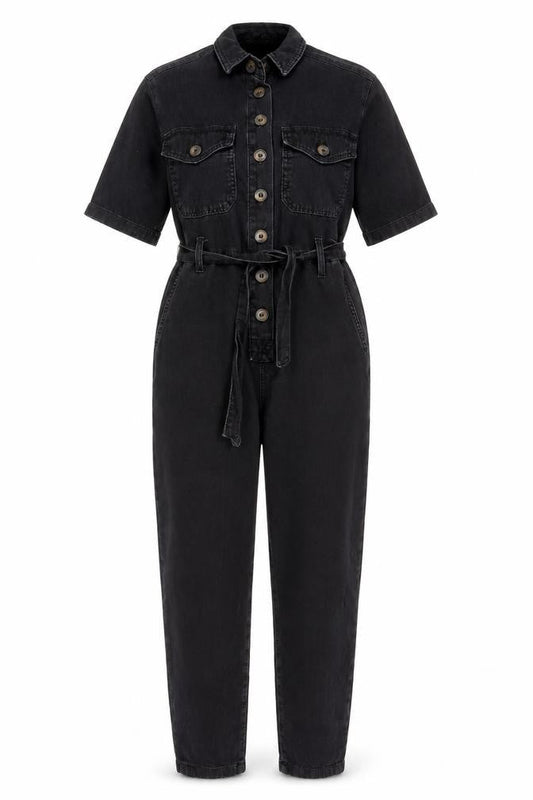 Womens UK Size 6 Denim & Co. One-Piece Black Jumpsuit