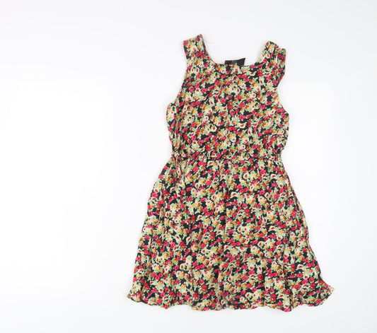 AX Paris Womens Multicoloured Floral Cotton A-Line Size 8 Scoop Neck Pullover