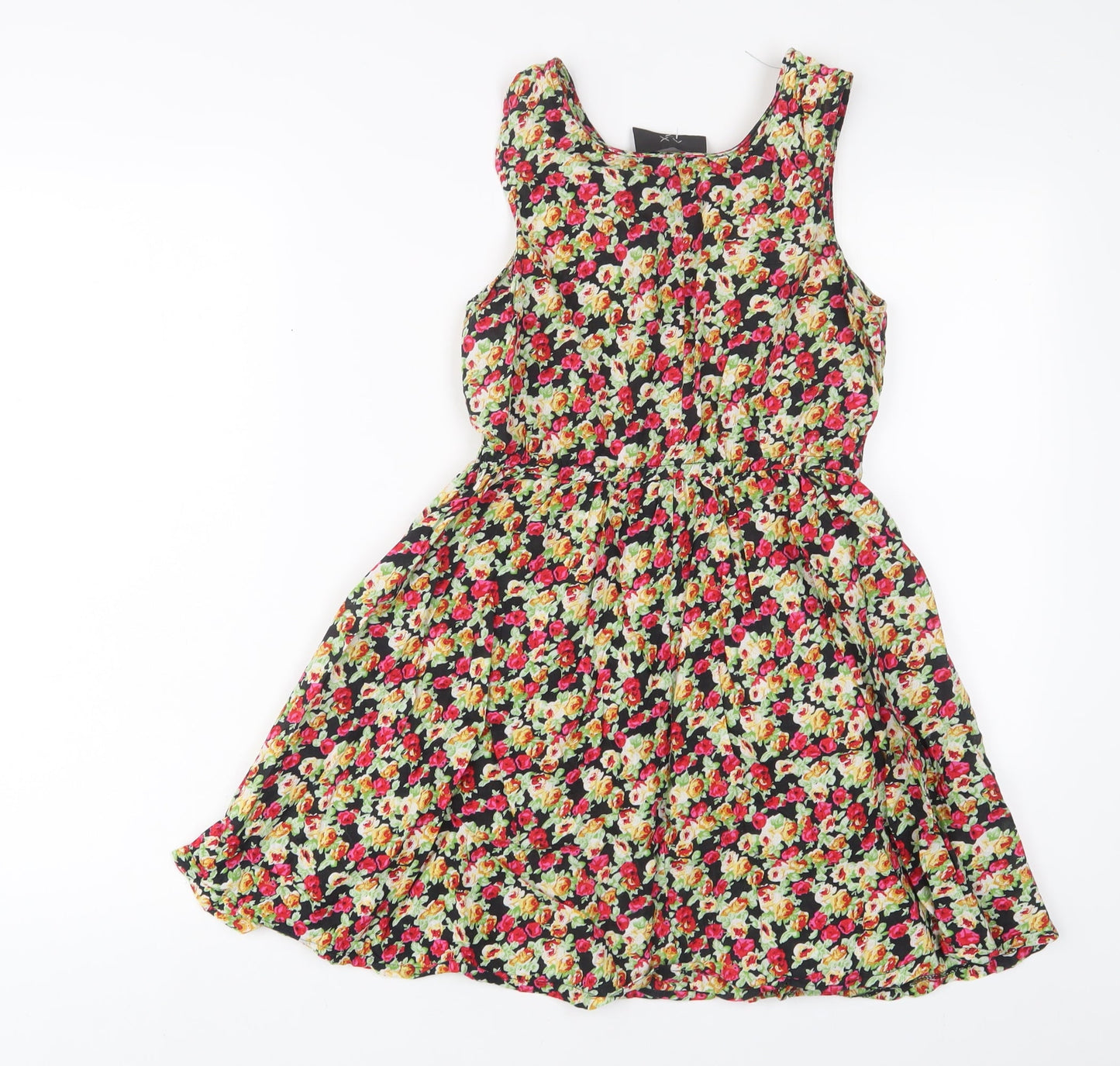 AX Paris Womens Multicoloured Floral Cotton A-Line Size 8 Scoop Neck Pullover