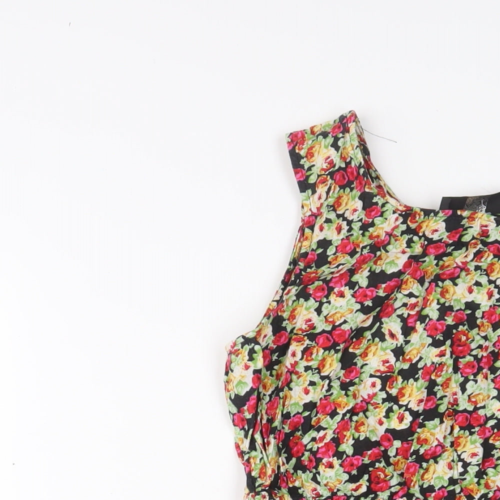 AX Paris Womens Multicoloured Floral Cotton A-Line Size 8 Scoop Neck Pullover