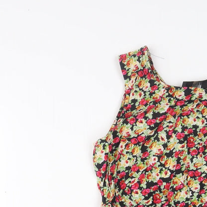 AX Paris Womens Multicoloured Floral Cotton A-Line Size 8 Scoop Neck Pullover