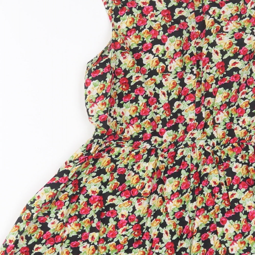 AX Paris Womens Multicoloured Floral Cotton A-Line Size 8 Scoop Neck Pullover