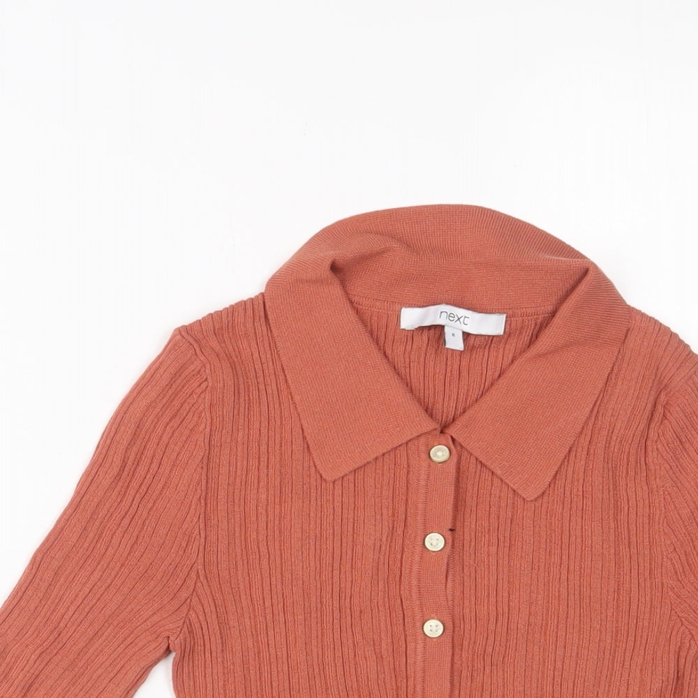 NEXT Womens Orange Viscose Basic Polo Size 8 Collared