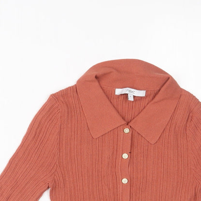 NEXT Womens Orange Viscose Basic Polo Size 8 Collared