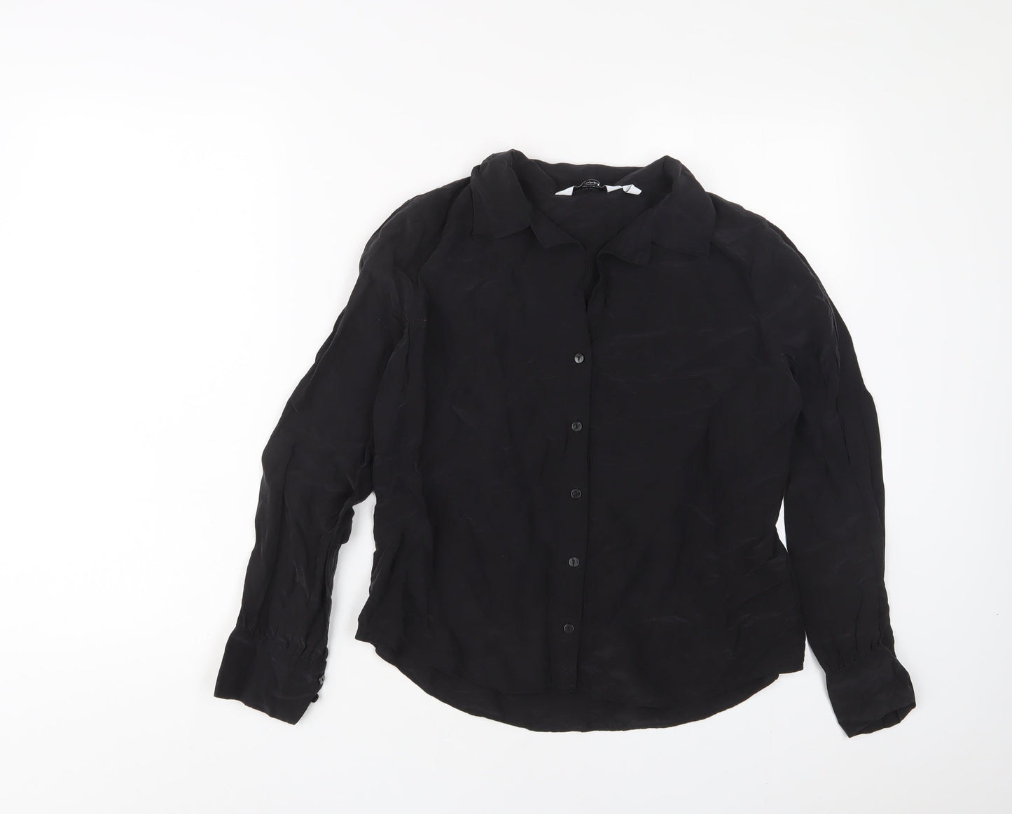 & Other Stories Womens Black Viscose Basic Button-Up Size 10 Collared