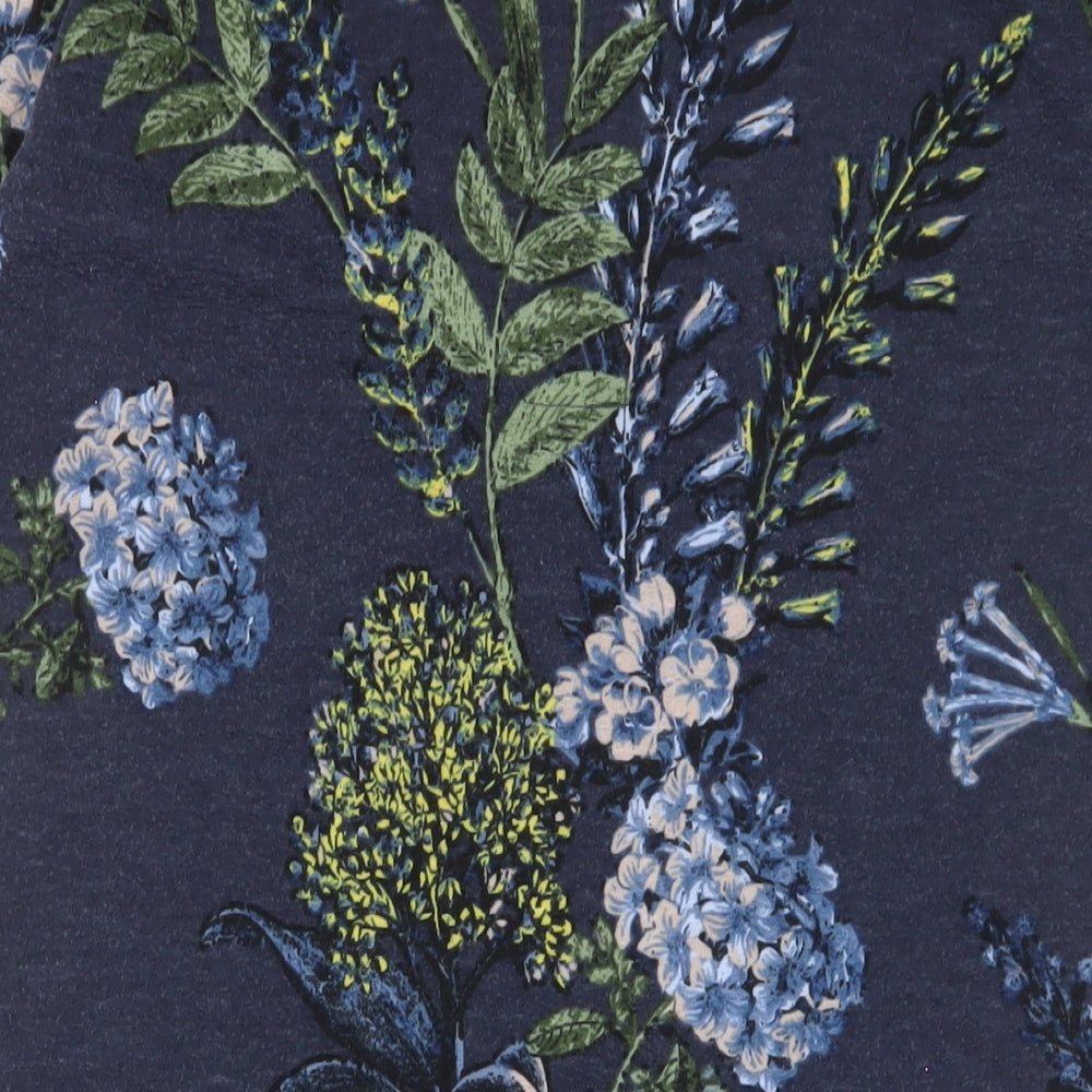 NEXT Womens Blue Floral Polyester Sheath Size 8 V-Neck Pullover