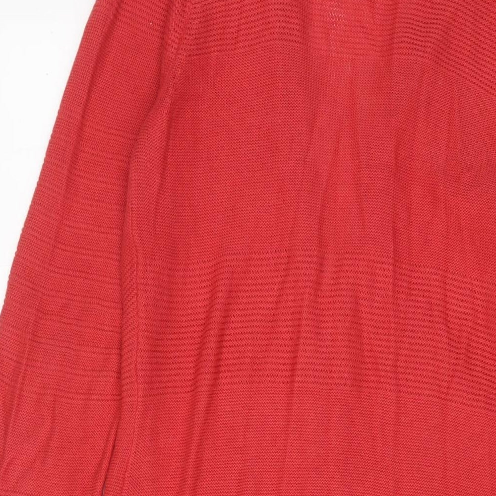 ELLE Womens Red V-Neck Cotton Cardigan Jumper Size M