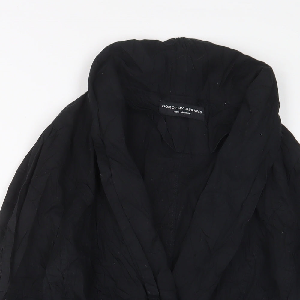 Womens UK Size 16 Dorothy Perkins Black Biker Coat