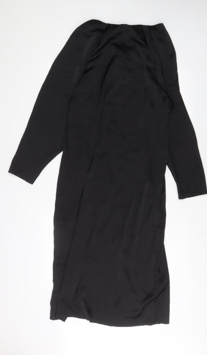 H&M Womens Black Polyester Sheath Size S V-Neck Pullover