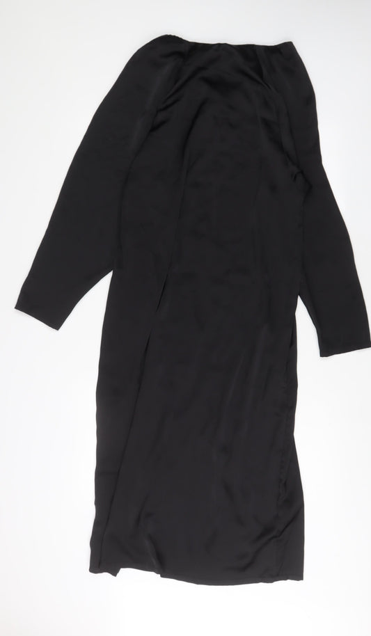 H&M Womens Black Polyester Sheath Size S V-Neck Pullover