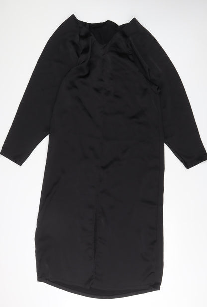 H&M Womens Black Polyester Sheath Size S V-Neck Pullover