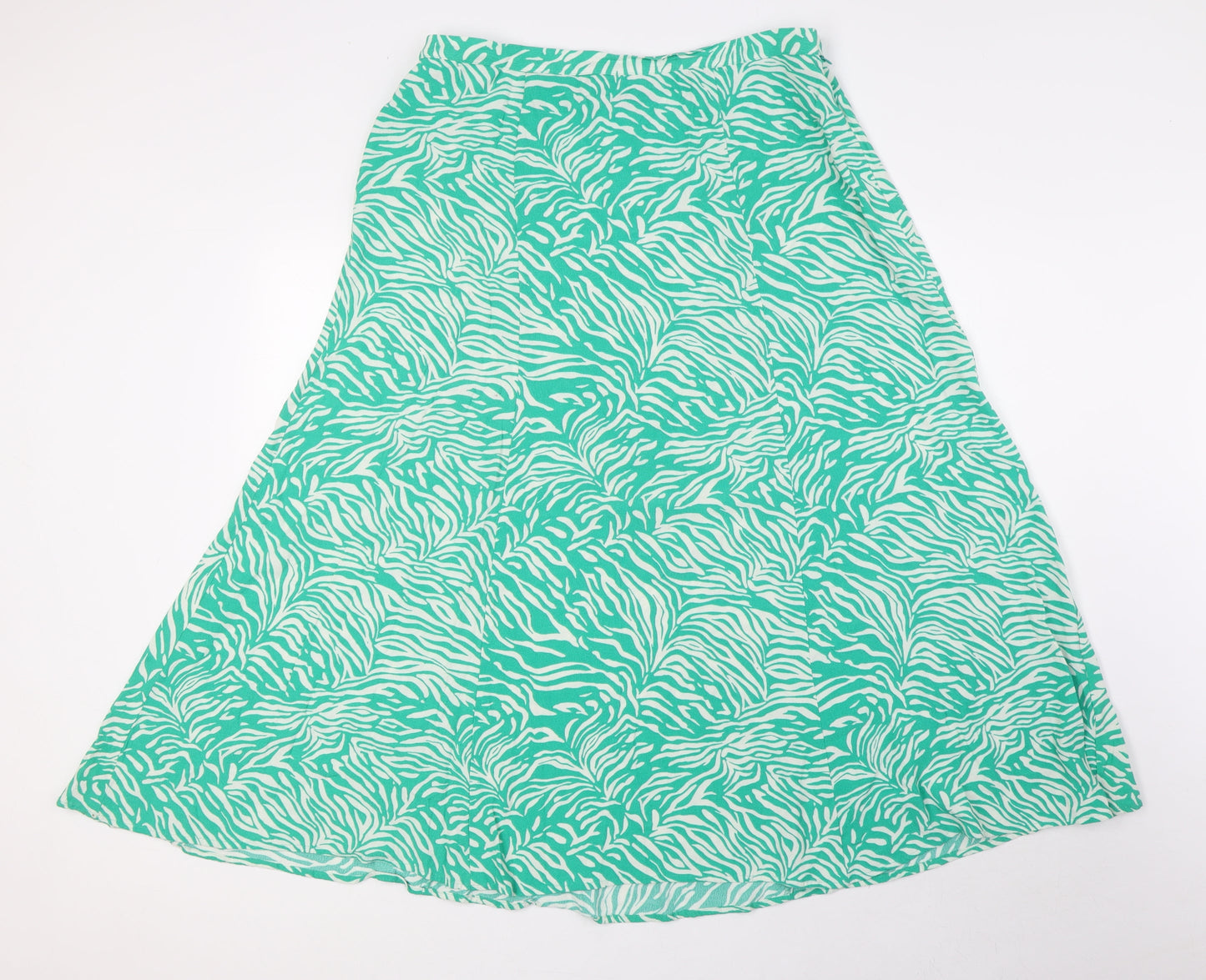 Marks and Spencer Womens Green Animal Print Viscose Bandage Skirt Size 14 Zip