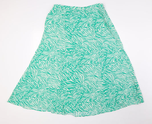 Marks and Spencer Womens Green Animal Print Viscose Bandage Skirt Size 14 Zip