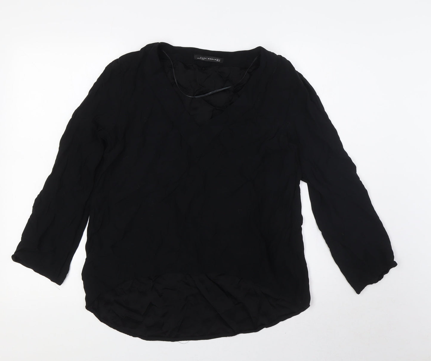 Womens UK Size M Zara Black Basic Blouse