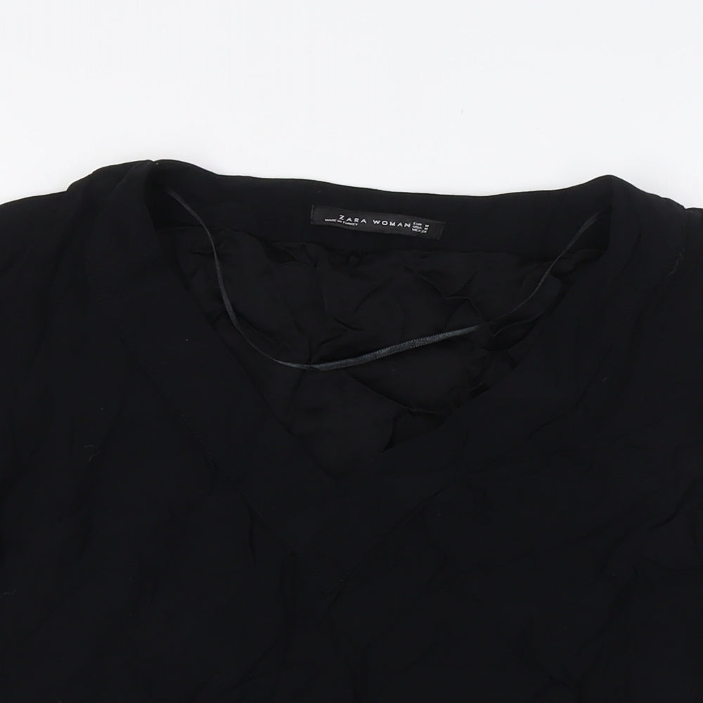 Womens UK Size M Zara Black Basic Blouse