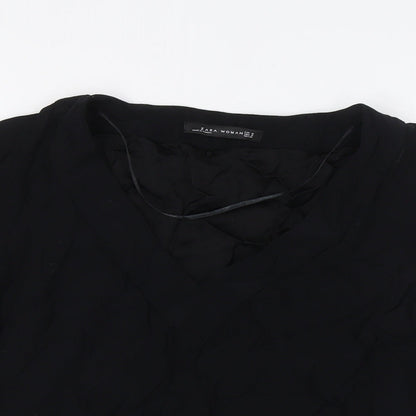 Womens UK Size M Zara Black Basic Blouse