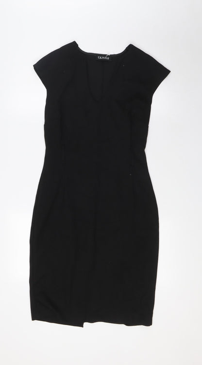 Femme Womens Black Polyester Pencil Dress Size 10 V-Neck