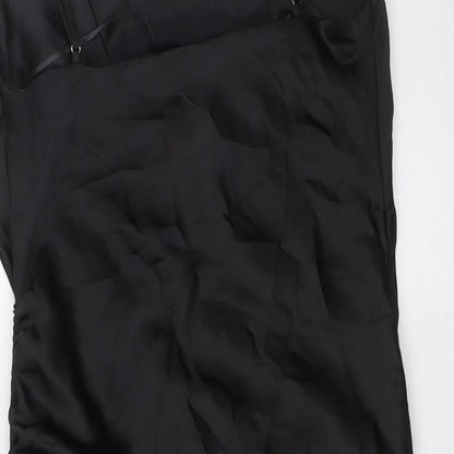 Zara Womens Black Polyester A-Line Size S Cowl Neck