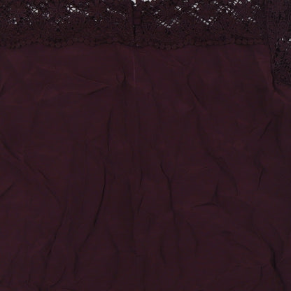 Phase Eight Womens Purple Viscose A-Line Size 12 Round Neck Button - Crochet Sleeves