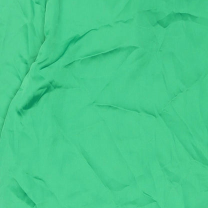 Zara Womens Green Polyester A-Line Size M V-Neck