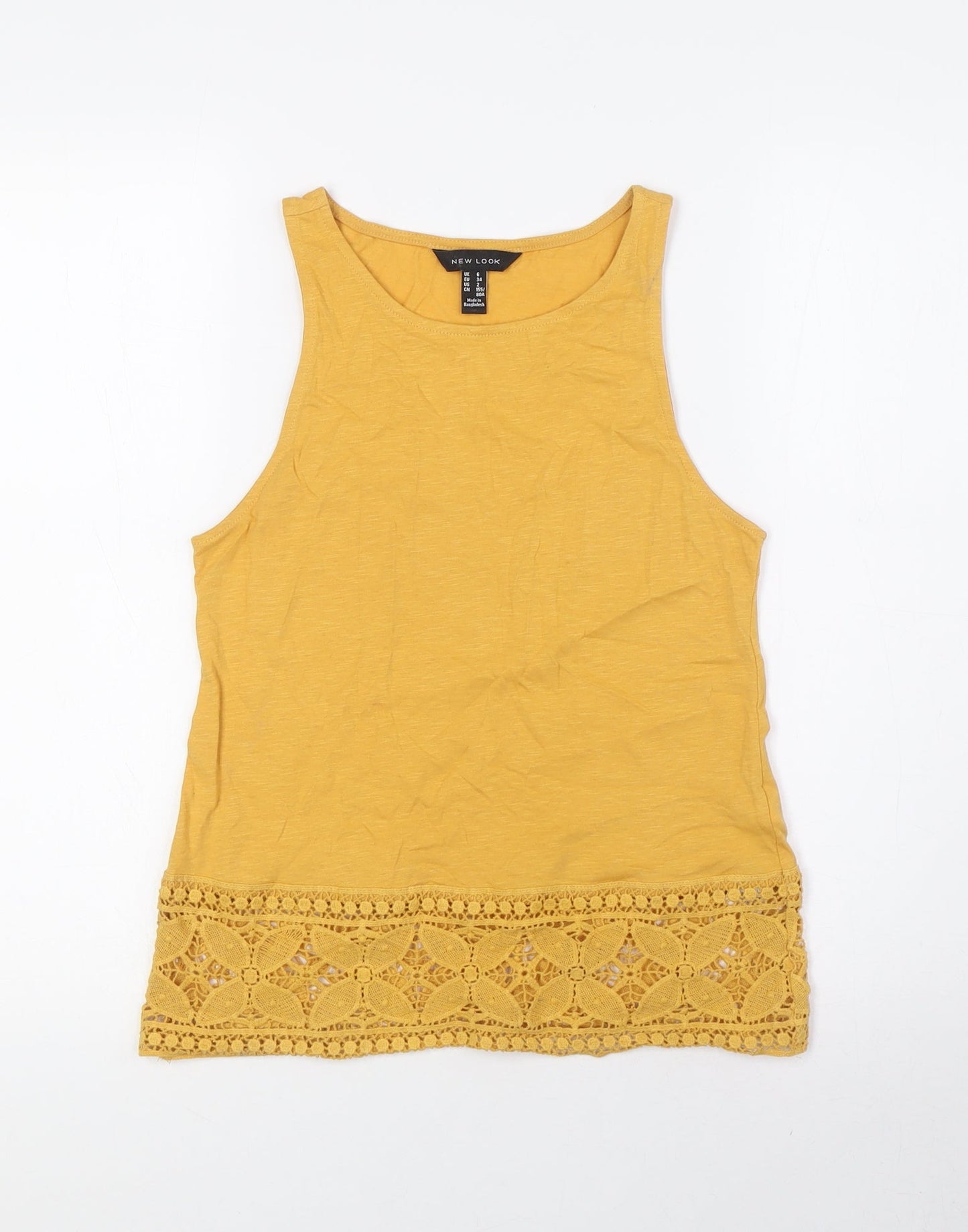 Womens UK Size 6 New Look Yellow Basic Tank