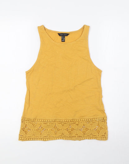 Womens UK Size 6 New Look Yellow Basic Tank