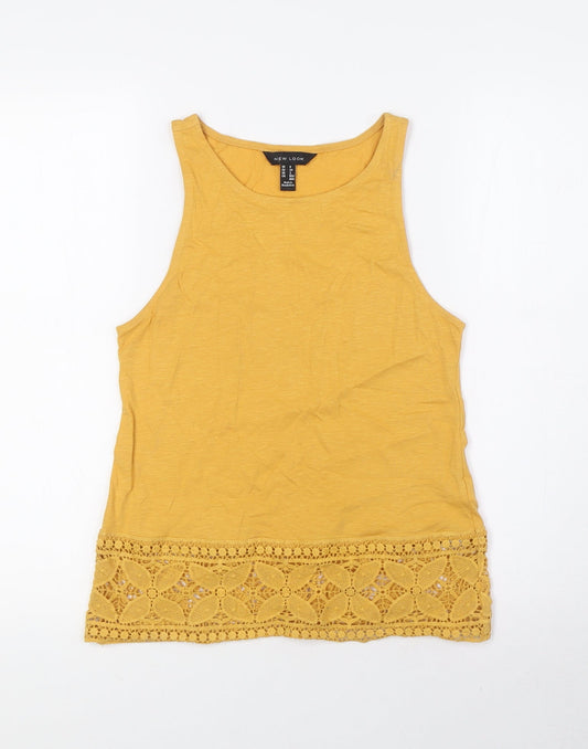 Womens UK Size 6 New Look Yellow Basic Tank