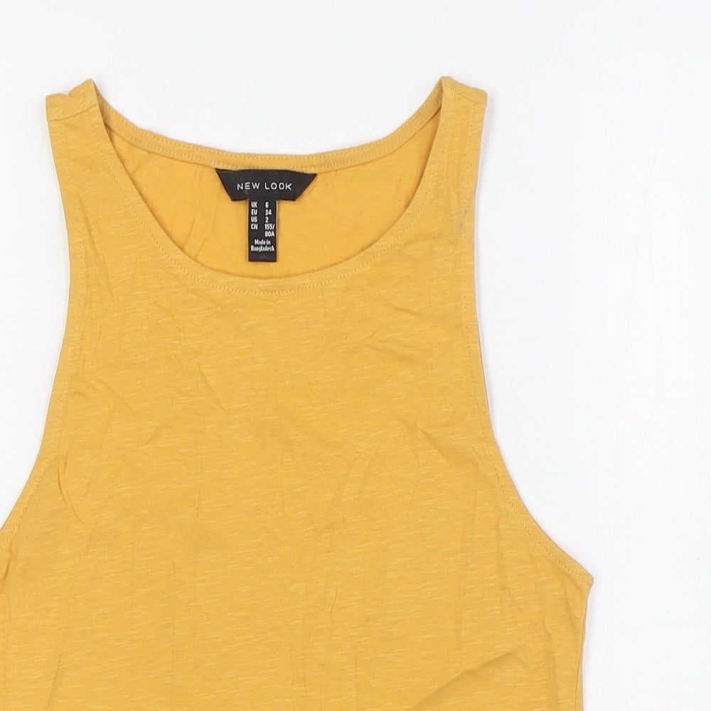 Womens UK Size 6 New Look Yellow Basic Tank