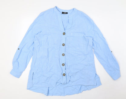 Womens UK Size 12 Wallis Blue Basic Button-Up