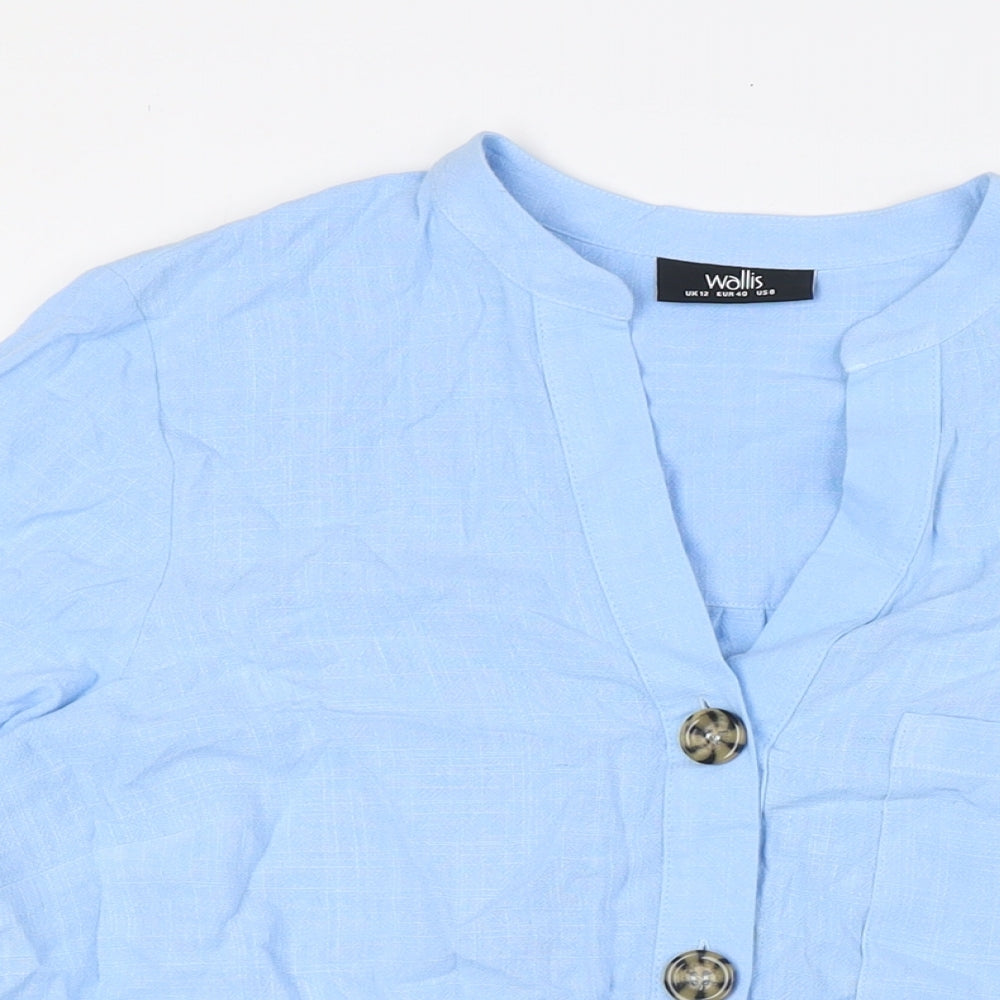 Womens UK Size 12 Wallis Blue Basic Button-Up