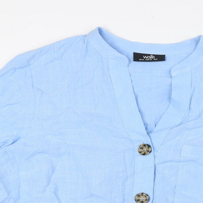 Womens UK Size 12 Wallis Blue Basic Button-Up