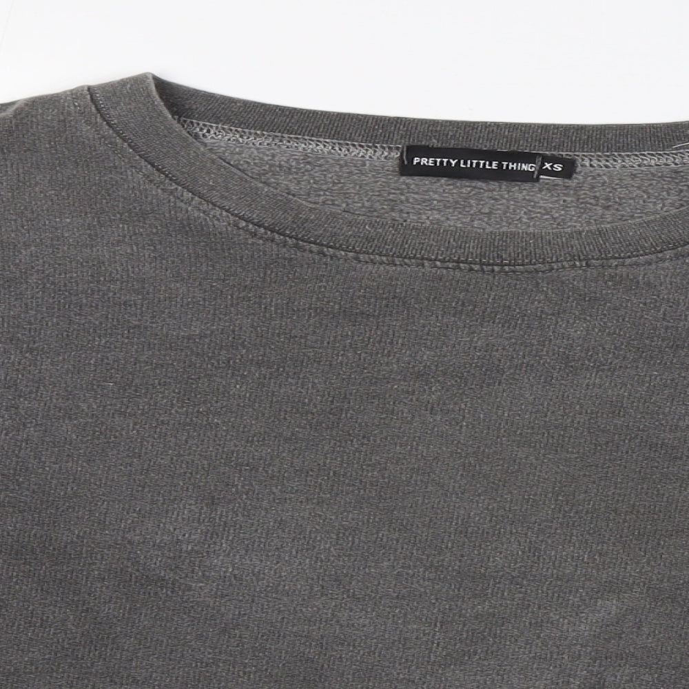 PRETTYLITTLETHING Womens Grey Cotton Pullover Sweatshirt Size XS