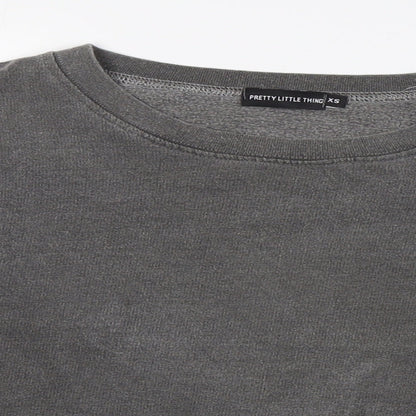 PRETTYLITTLETHING Womens Grey Cotton Pullover Sweatshirt Size XS