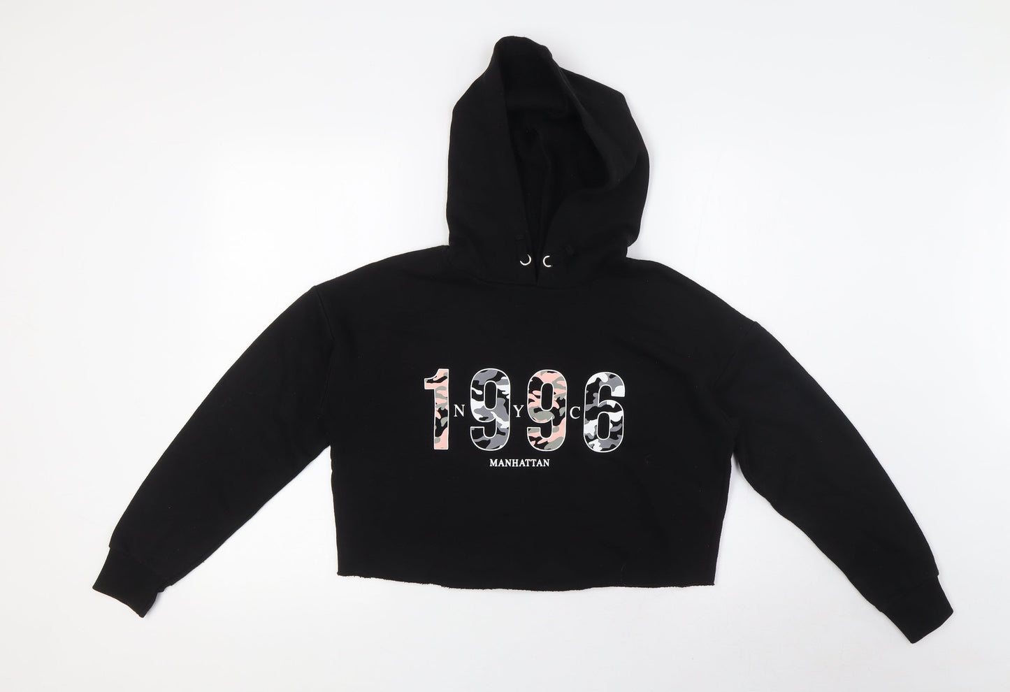 915 Generation Girls Black Polyester Pullover Hoodie Size 12-13 Years - Cropped 1996 NYC