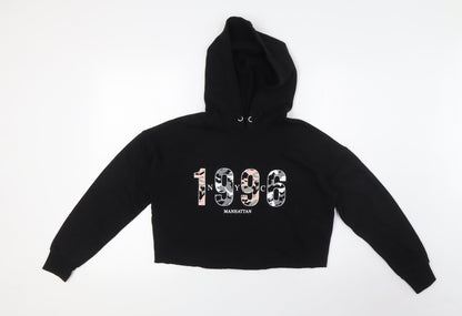 915 Generation Girls Black Polyester Pullover Hoodie Size 12-13 Years - Cropped 1996 NYC